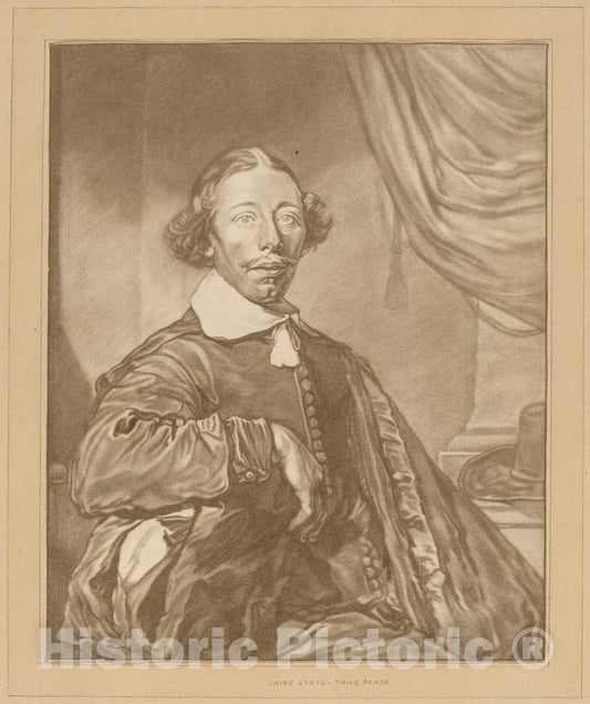 Art Print : Amstel and Kornlein After Visscher, Portrait of a Seated Man, 1771 - Vintage Wall Art