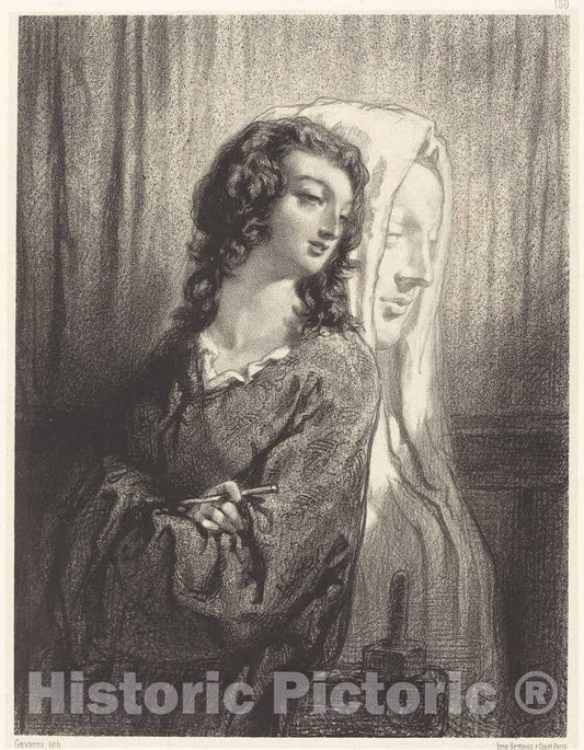 Art Print : Paul Gavarni, The Model and The Figure (La Sculpture monumentale), c.1852 - Vintage Wall Art