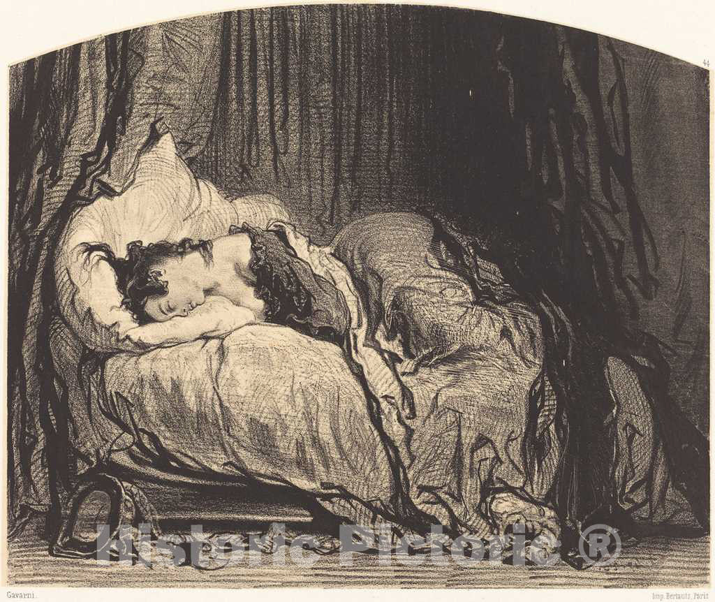 Art Print : Paul Gavarni, After The Pardon (Il lui sera Beaucoup pardonne parce qu'elle a Beaucoup Danse), c.1852 - Vintage Wall Art