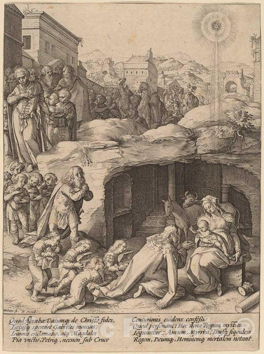 Art Print : Hendrik Goltzius, The Adoration of The Magi, c. 1586 - Vintage Wall Art