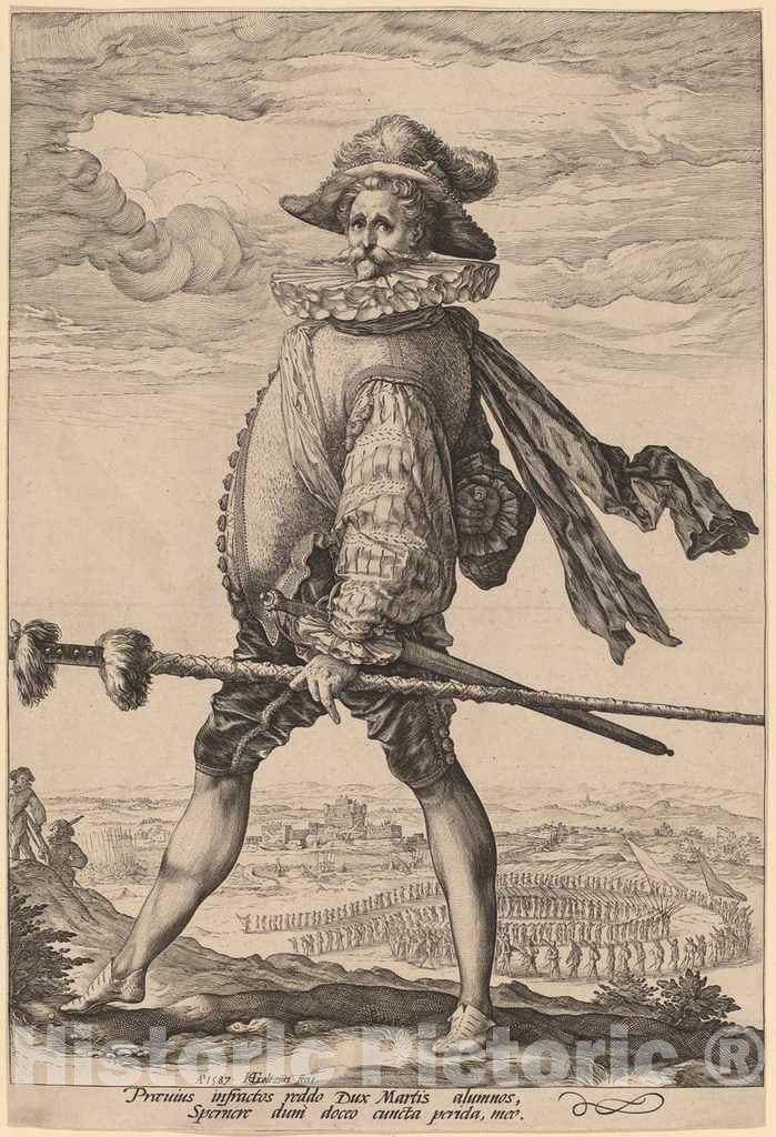 Art Print : Hendrik Goltzius, The Captain of The Infantry, Marching to The Left, 1587 - Vintage Wall Art