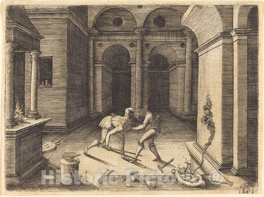 Art Print : Jean de Gourmont I, Two Apprentices Fighting - Vintage Wall Art