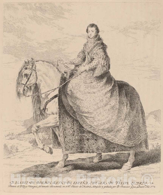 Art Print : De Goya After Diego VelÃ¡zquez, Isabel de Borbon, 1778 - Vintage Wall Art