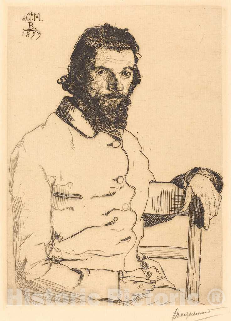 Art Print : FÃ©lix Bracquemond, Charles Meryon, 1853 - Vintage Wall Art