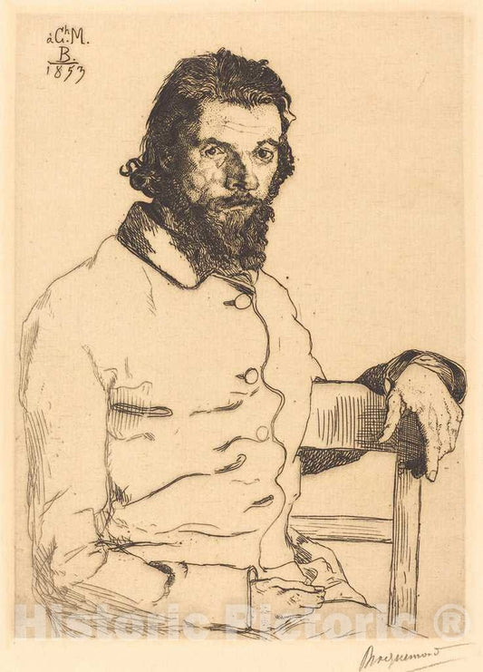Art Print : FÃ©lix Bracquemond, Charles Meryon, 1853 - Vintage Wall Art