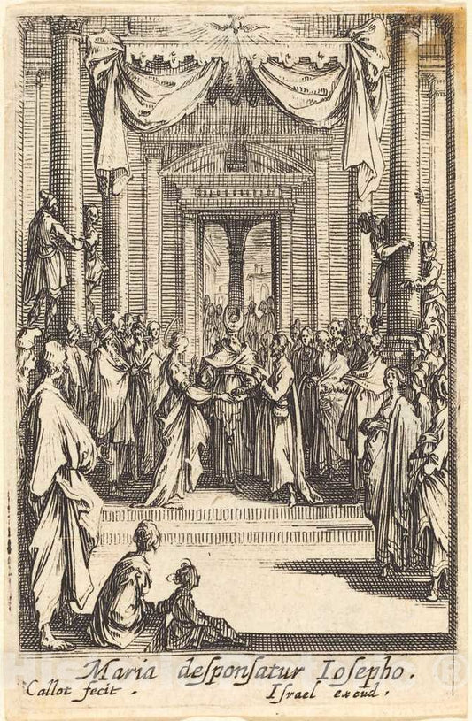 Art Print : Jacques Callot, The Marriage of The Virgin, in or After 1630 - Vintage Wall Art