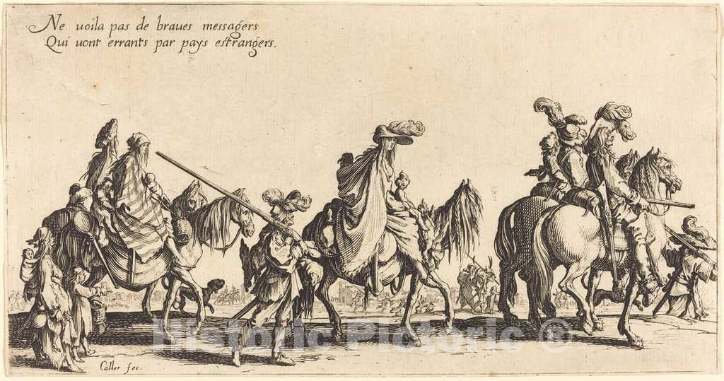 Art Print : Jacques Callot, The Bohemians Marching: The Vanguard, 1621 - Vintage Wall Art