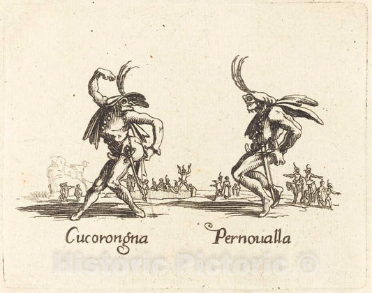 Art Print : Jacques Callot, Cucorongna and Pernoualla - Vintage Wall Art