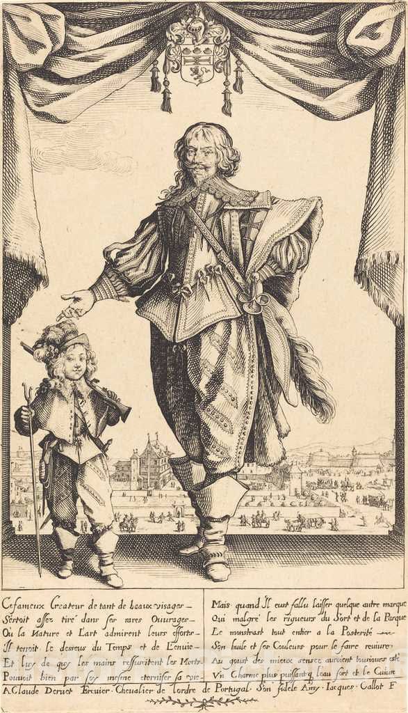 Art Print : Jacques Callot, Claude Deruet and his Son, Jean, 1632 - Vintage Wall Art