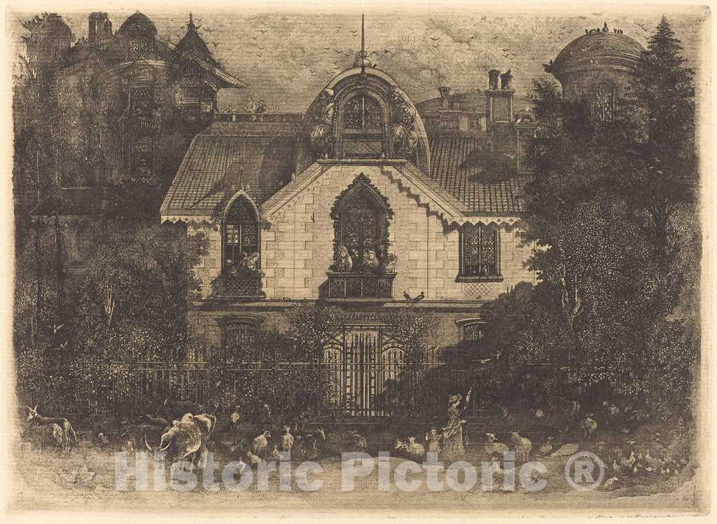 Art Print : Rodolphe Bresdin, The Haunted House, 1871 - Vintage Wall Art