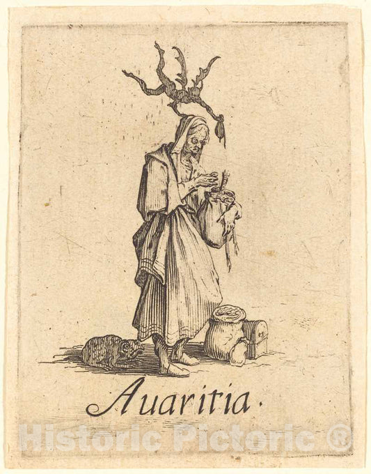 Art Print : Jacques Callot, Greed, After 1621 - Vintage Wall Art