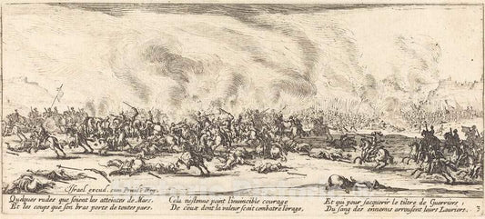 Art Print : Jacques Callot, The Battle, c. 1633 - Vintage Wall Art