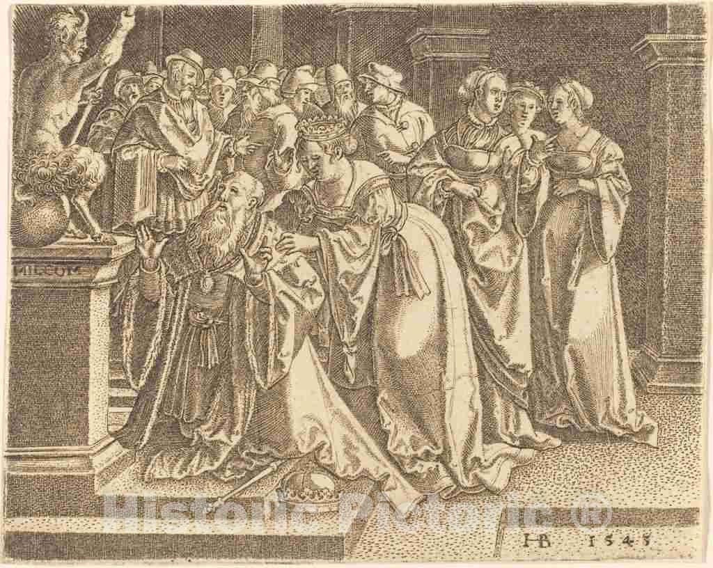 Art Print : Hans Brosamer, Solomon Worshipping Idols, 1545 - Vintage Wall Art