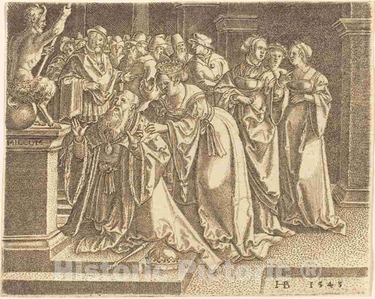 Art Print : Hans Brosamer, Solomon Worshipping Idols, 1545 - Vintage Wall Art