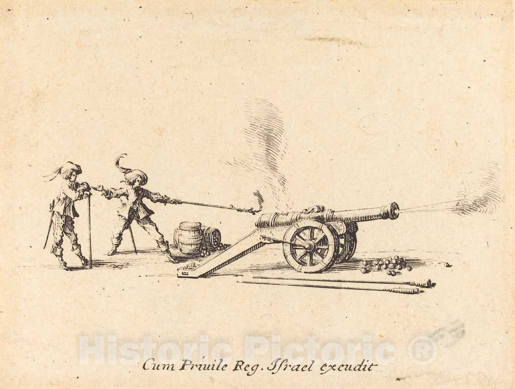 Art Print : Jacques Callot, Firing The Cannon, c.1635 - Vintage Wall Art
