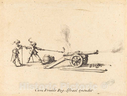 Art Print : Jacques Callot, Firing The Cannon, c.1635 - Vintage Wall Art