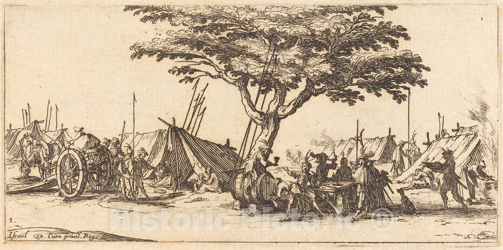 Art Print : Jacques Callot, The Camp, c. 1633 - Vintage Wall Art