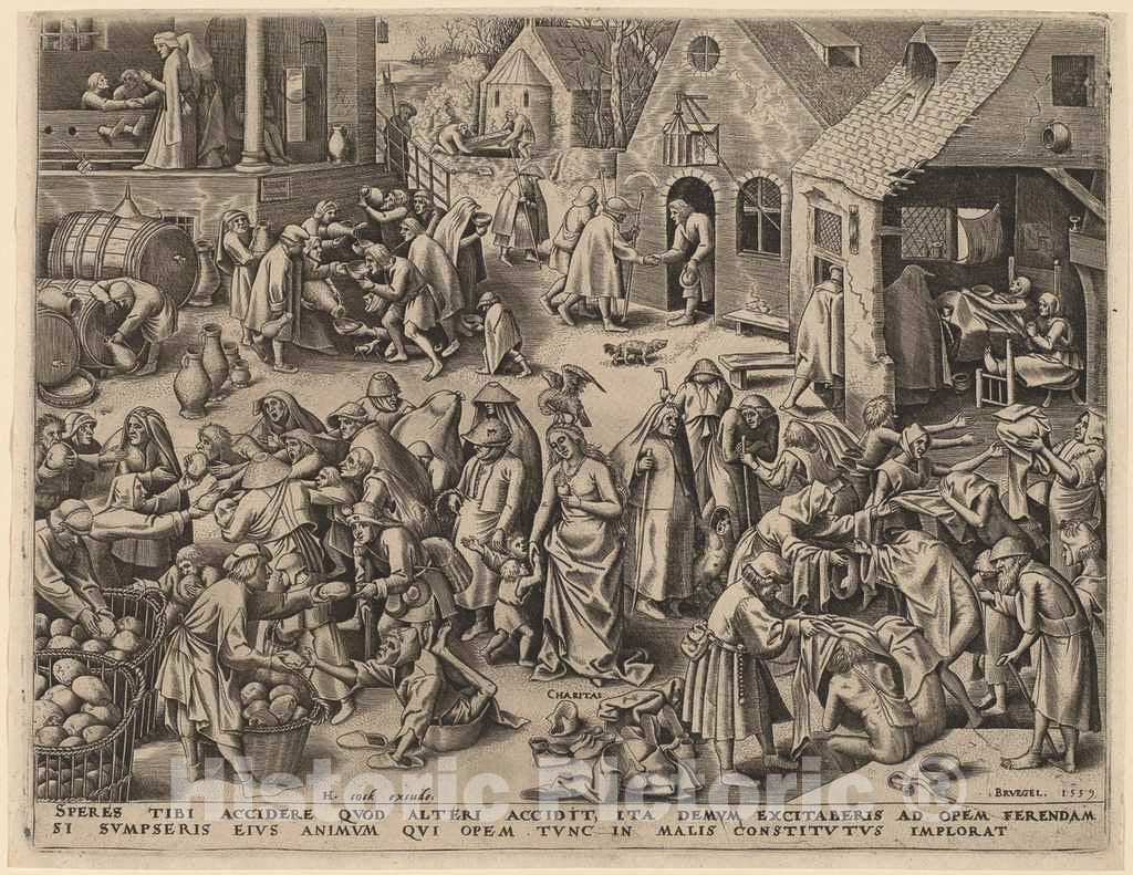 Art Print : Galle After Bruegel The Elder, Charity, 1559 - Vintage Wall Art