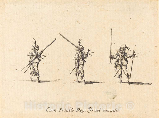 Art Print : Jacques Callot, Drill with The Musket, c.1635 - Vintage Wall Art