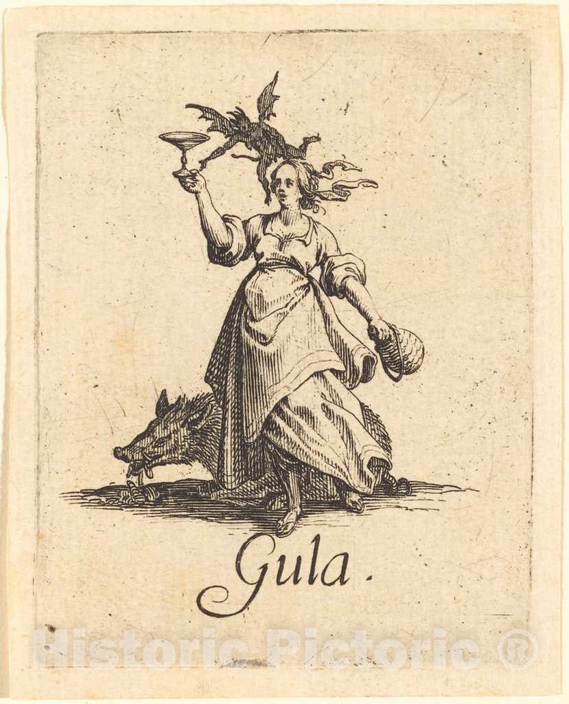 Art Print : Jacques Callot, Gluttony, After 1621 - Vintage Wall Art