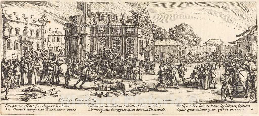 Art Print : Jacques Callot, Destruction of a Convent, c. 1633 - Vintage Wall Art