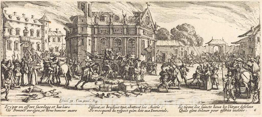 Art Print : Jacques Callot, Destruction of a Convent, c. 1633 - Vintage Wall Art