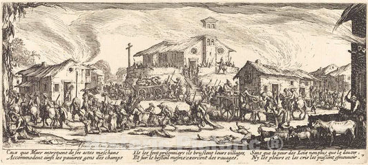 Art Print : Jacques Callot, Plundering and Burning a Village, c. 1633 - Vintage Wall Art