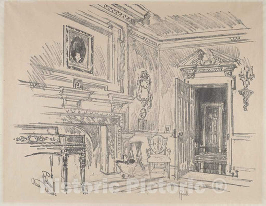 Art Print : Joseph Pennell, Drawing Room at Cliveden, 1912 - Vintage Wall Art