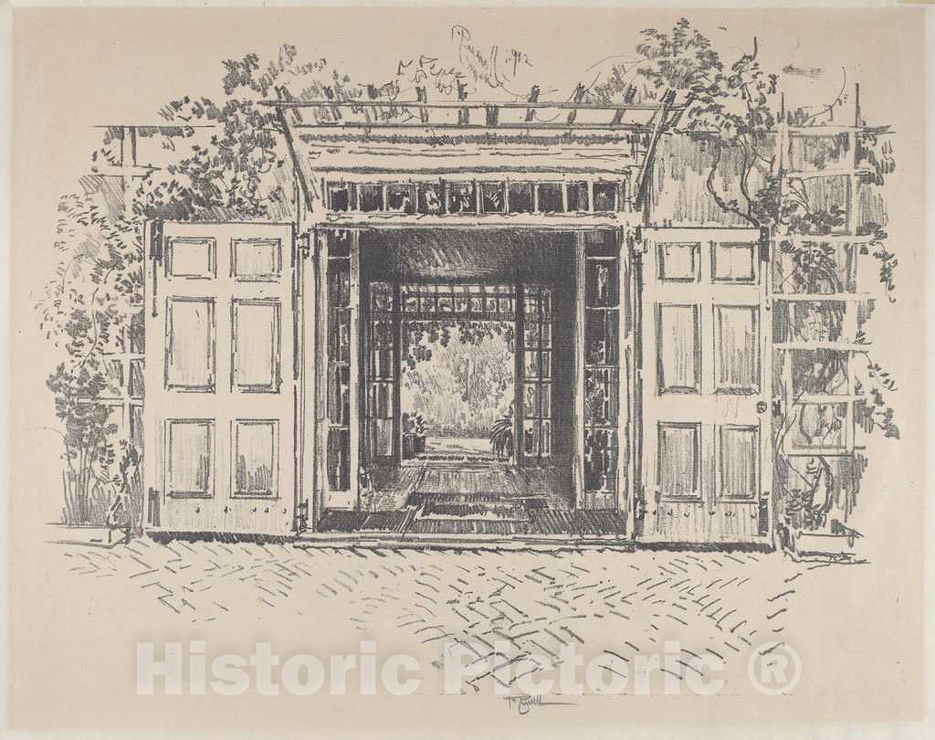 Art Print : Joseph Pennell, Doorway, Wyck, 1912 - Vintage Wall Art