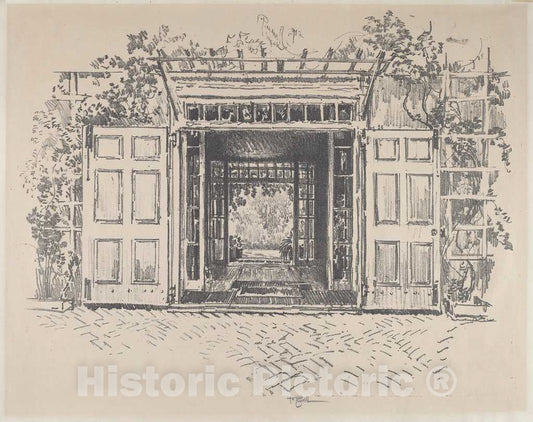 Art Print : Joseph Pennell, Doorway, Wyck, 1912 - Vintage Wall Art