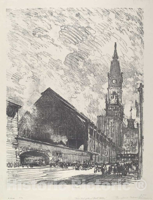 Art Print : Joseph Pennell, Broad St. Station, 1912 - Vintage Wall Art