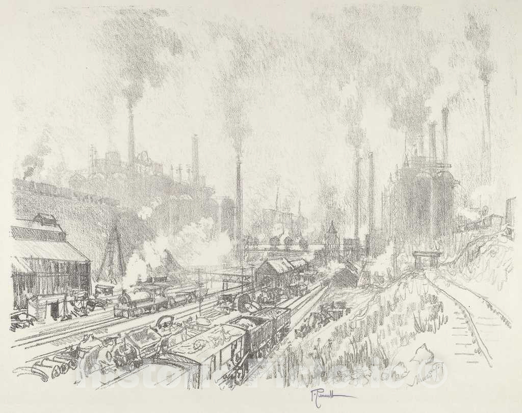 Art Print : Joseph Pennell, in The Land of Iron and Steel, 1916 - Vintage Wall Art