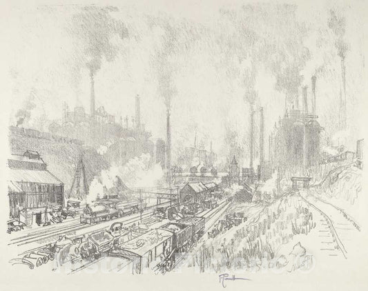 Art Print : Joseph Pennell, in The Land of Iron and Steel, 1916 - Vintage Wall Art