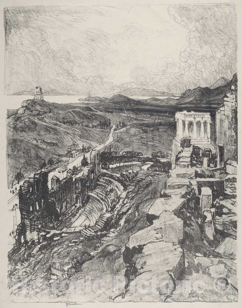 Art Print : Joseph Pennell, The Odeon, Athens, 1913 - Vintage Wall Art