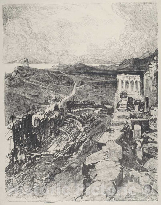 Art Print : Joseph Pennell, The Odeon, Athens, 1913 - Vintage Wall Art
