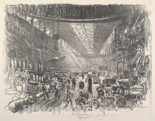 Art Print : Joseph Pennell, Shell Factory, No.I, 1917 - Vintage Wall Art