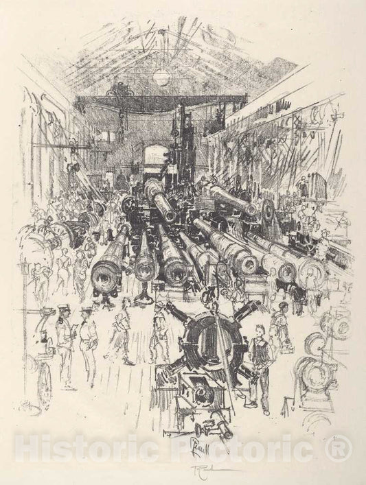 Art Print : Joseph Pennell, The Gun Factory, 1917 - Vintage Wall Art
