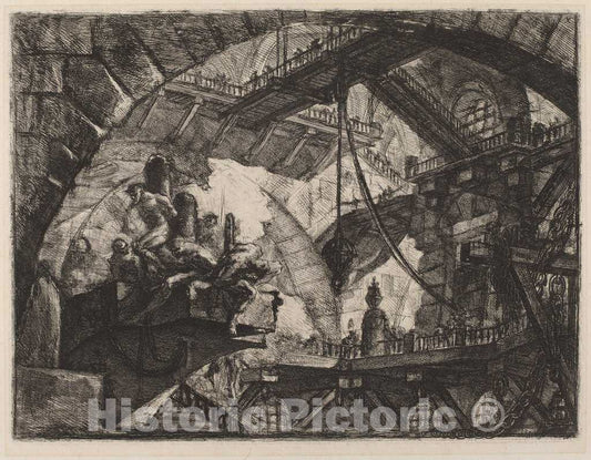 Art Print : Giovanni Battista Piranesi, Prisoners on a Projecting Platform, c.1805 - Vintage Wall Art