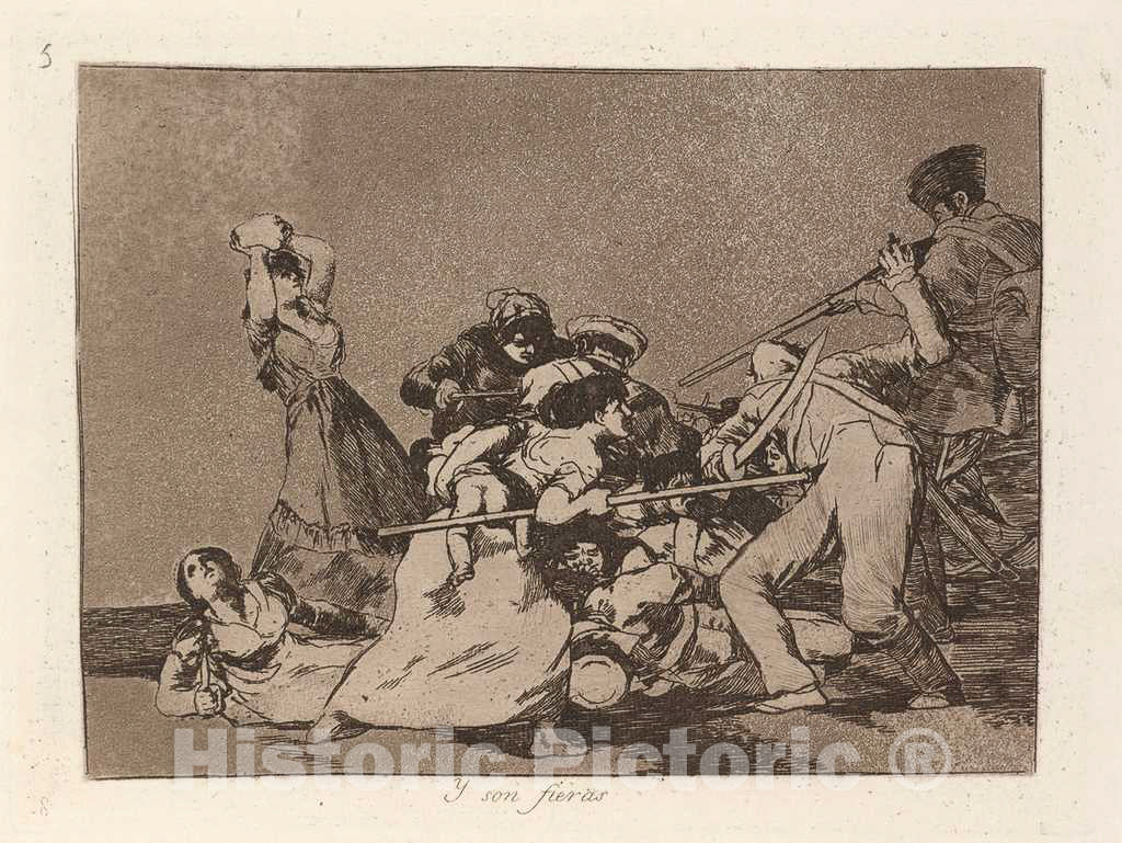 Art Print : Francisco de Goya, Y Son fieras (and They are Like Wild Beasts), 1863 - Vintage Wall Art