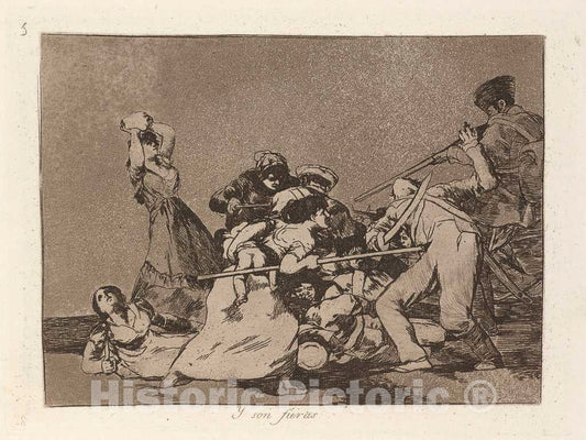 Art Print : Francisco de Goya, Y Son fieras (and They are Like Wild Beasts), 1863 - Vintage Wall Art