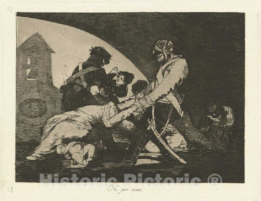 Art Print : Francisco de Goya, Ni por esas (Neither Do These), 1863 - Vintage Wall Art