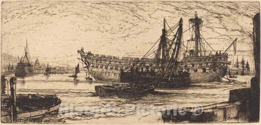 Art Print : Francis Seymour Haden, Breaking Up of The Agamemnon, 1870 - Vintage Wall Art