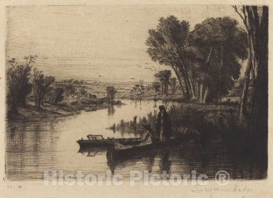 Art Print : Francis Seymour Haden, Thames Fishermen, 1859 - Vintage Wall Art
