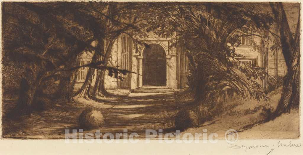 Art Print : Francis Seymour Haden, Mytton Hall, 1859 - Vintage Wall Art