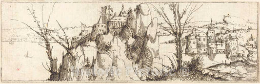 Art Print : Augustin Hirschvogel, Landscape with a Lake - Vintage Wall Art