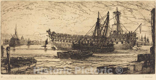 Art Print : Francis Seymour Haden, Breaking Up of The Agamemnon, 1870 - Vintage Wall Art