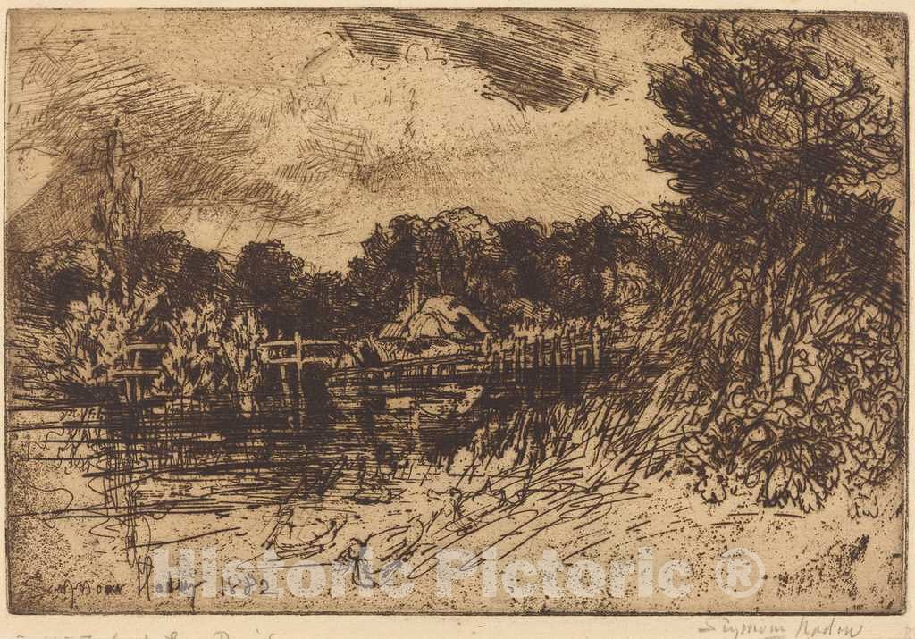 Art Print : Francis Seymour Haden, The Test at Longparish, 1882 - Vintage Wall Art