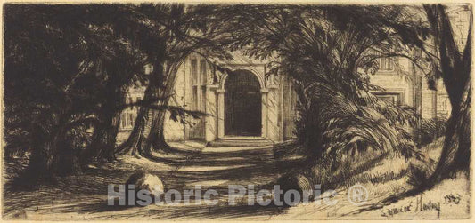 Art Print : Francis Seymour Haden, Mytton Hall (Lancashire), 1859 - Vintage Wall Art