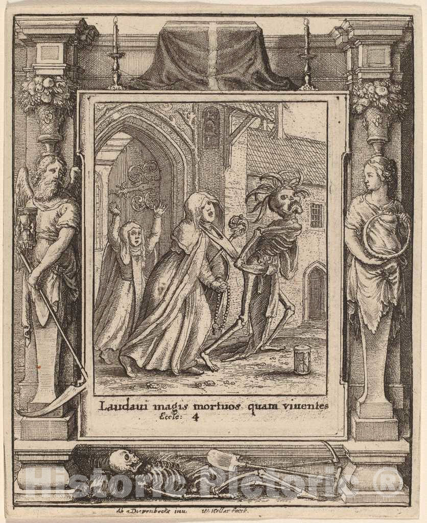 Art Print : Hollar After Holbein The Younger, Abbess, 1651 - Vintage Wall Art