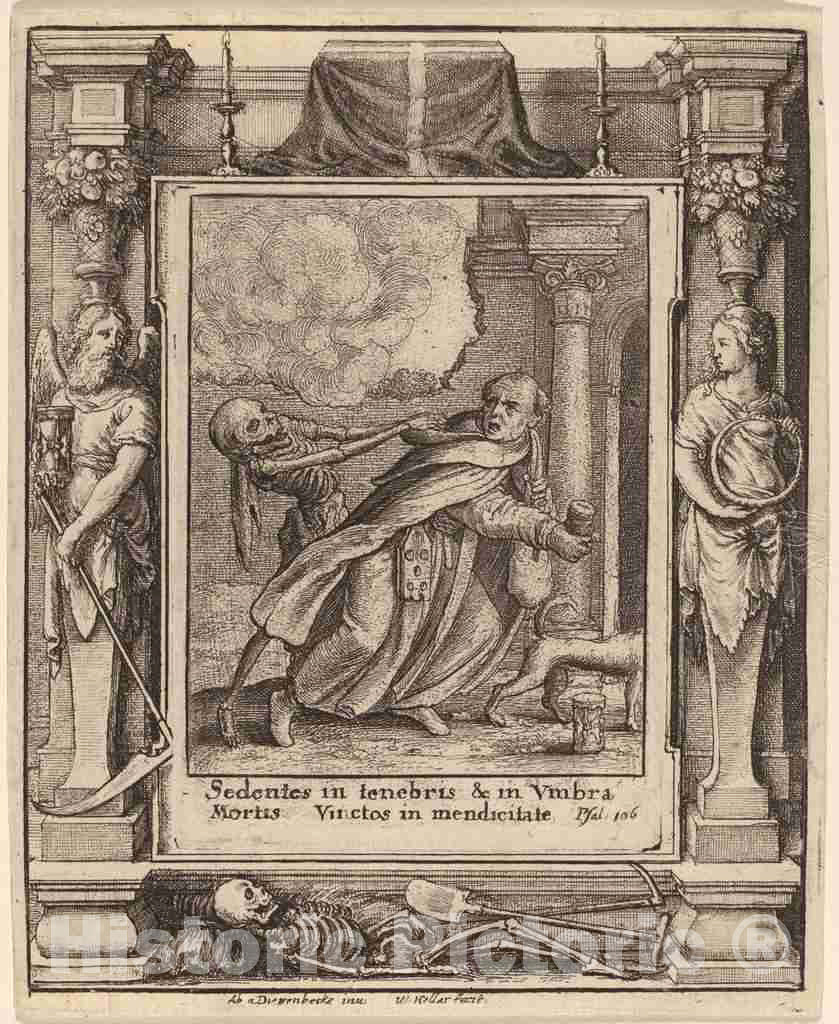 Art Print : Hollar After Holbein The Younger, Monk, 1651 - Vintage Wall Art